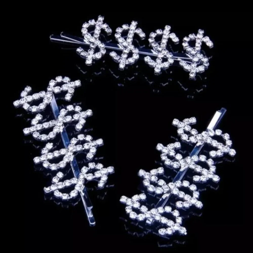 NEW Gold Bling $$$ word hair clip rhinestone‎ sparkle hair clip